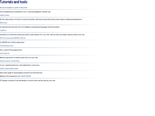 links/useful_links/tutorials screenshot