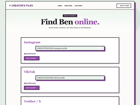 benoftheweek-socials screenshot