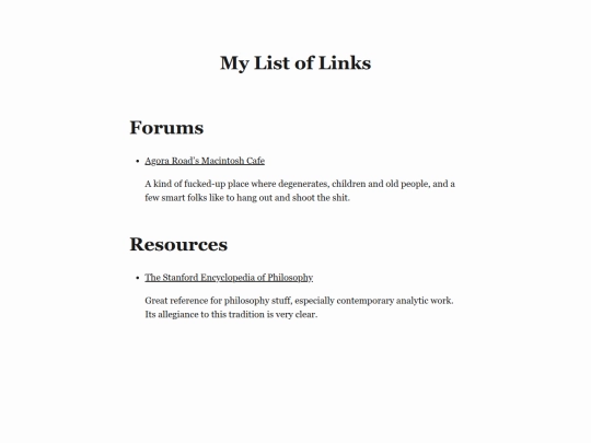 links screenshot