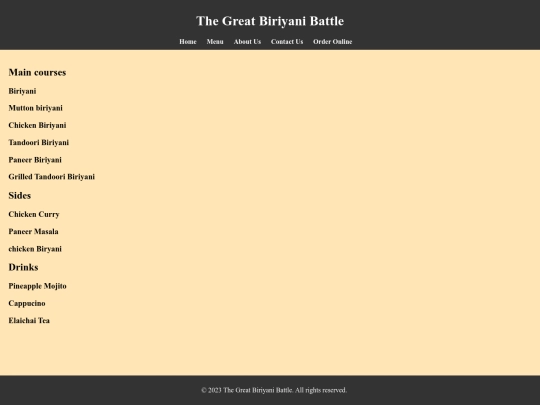 menu screenshot
