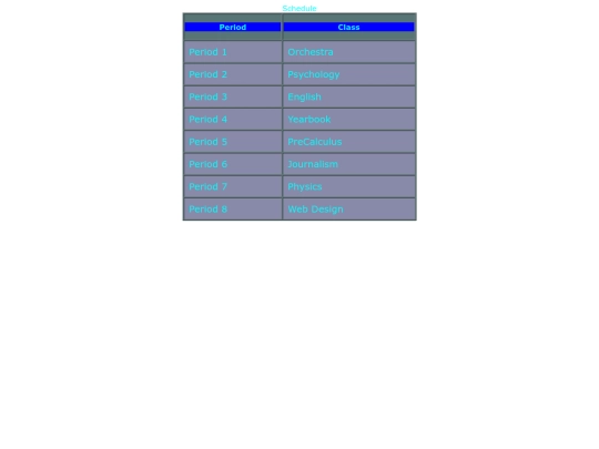 schedule screenshot