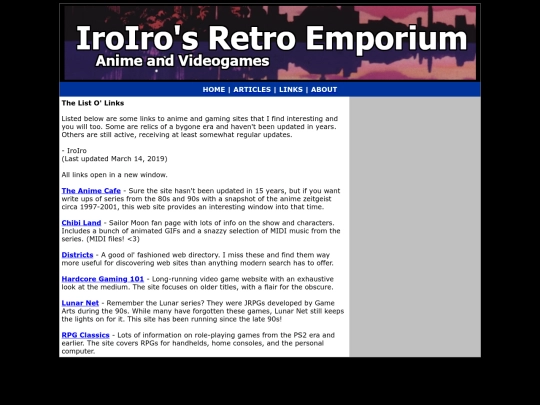 links screenshot