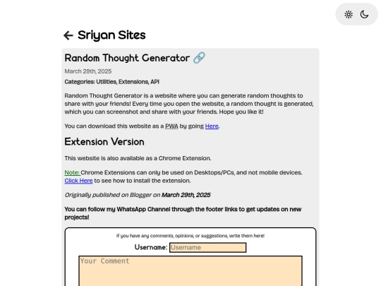 posts/random-thought-generator screenshot