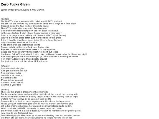 lyrics/zerofuck screenshot