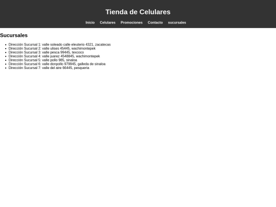 Sucursales screenshot
