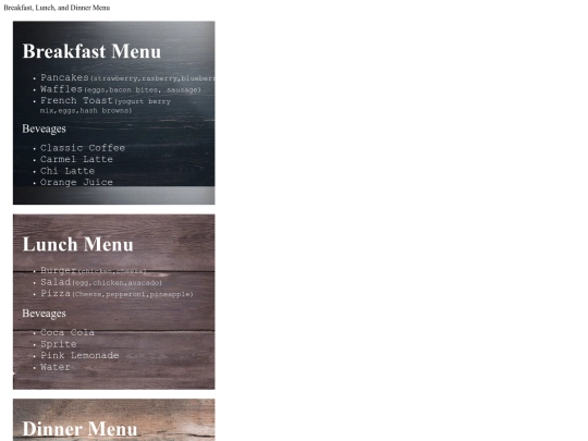 menue screenshot