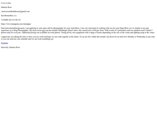 Coverletter screenshot