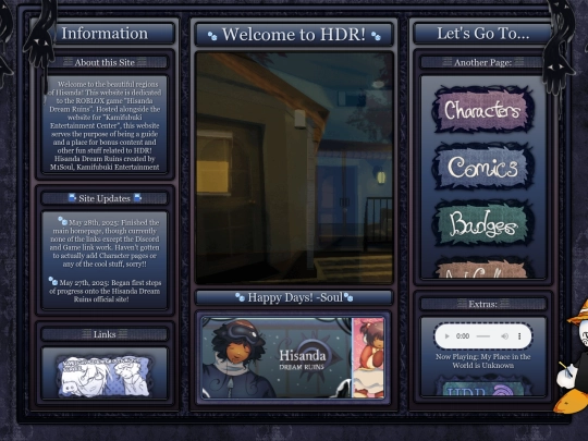 archivedwebpages/hisandadreamruins/home screenshot