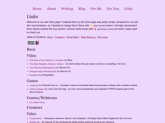 links screenshot
