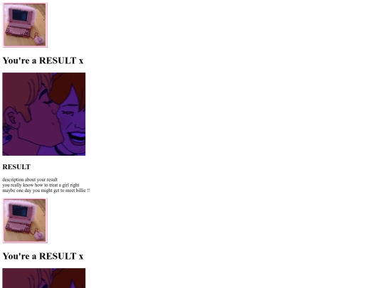 quizzes/result screenshot