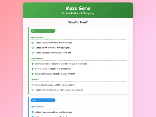 change-log screenshot