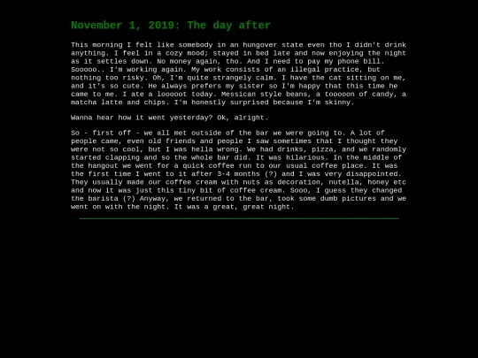 diary/31102019 screenshot