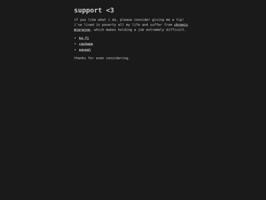 support screenshot