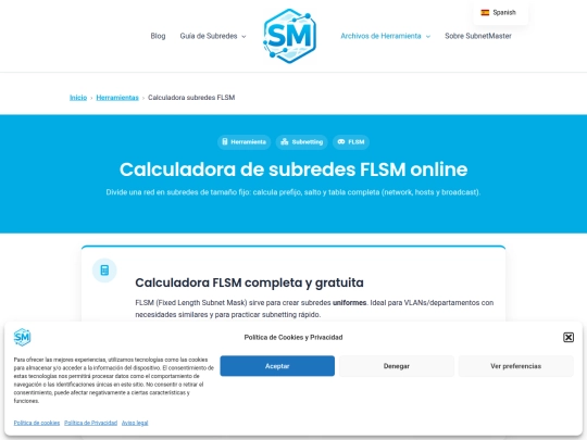 herramientas/calculadora-subredes-flsm screenshot