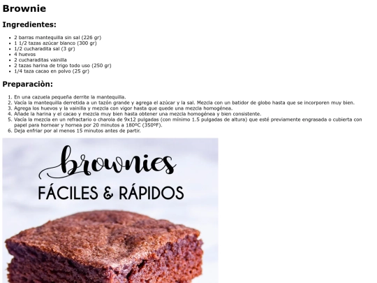 Recetario/brownies screenshot