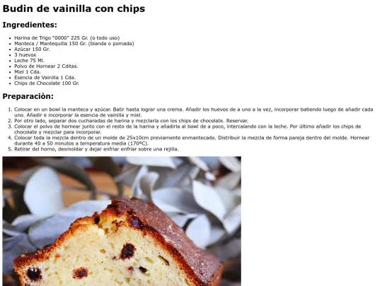Recetario/budin screenshot