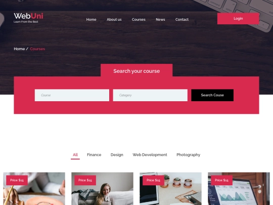 courses screenshot