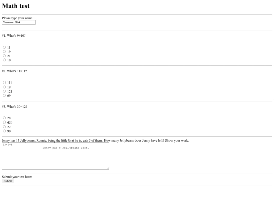 cameronsiskmathtest screenshot