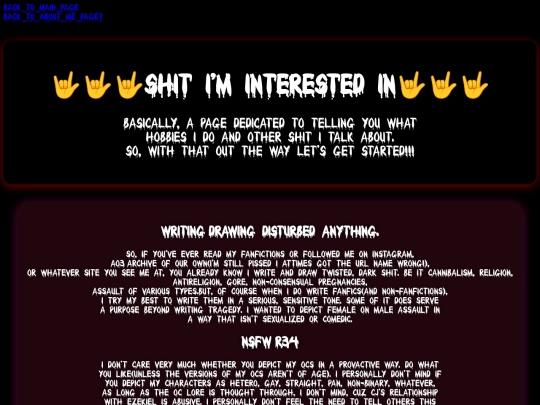 Aboutme/HobbiesandInfo screenshot