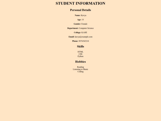 info page/information screenshot