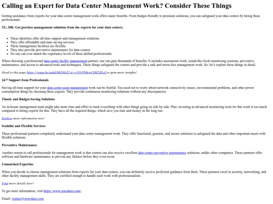 CallinganExpertforDataCenterManagementWorkConsiderTheseThings screenshot