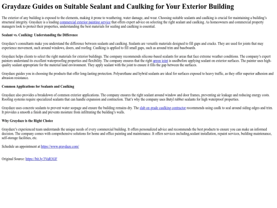GraydazeGuidesonSuitableSealantandCaulkingforYourExteriorBuilding screenshot