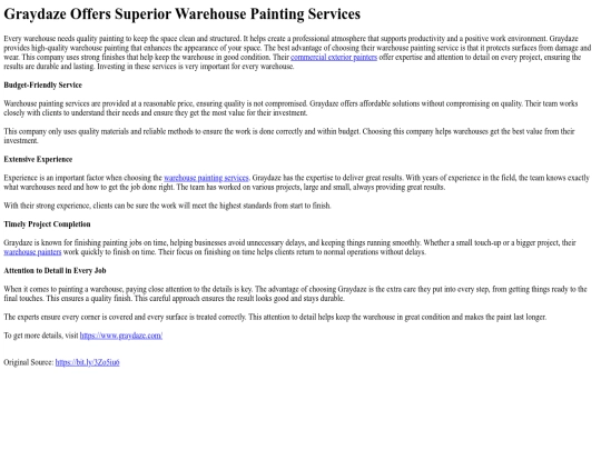 GraydazeOffersSuperiorWarehousePaintingServices screenshot