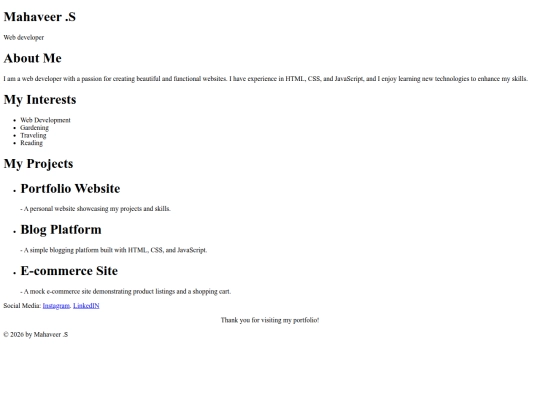 0. Learning html/my portfolio using html screenshot