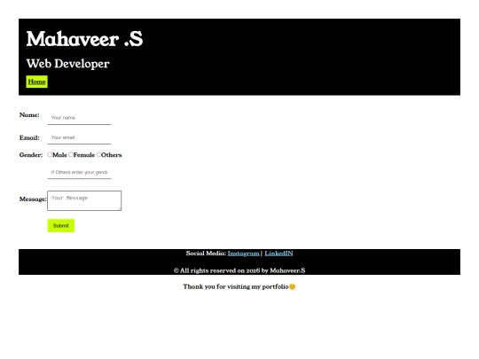 my portfolio/Contact screenshot
