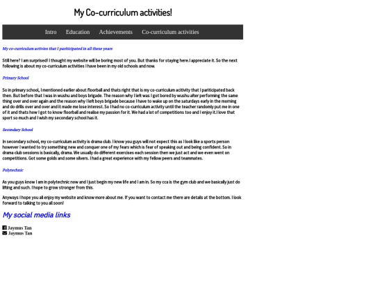 Co-curriculum activities screenshot