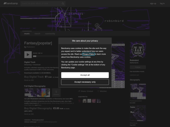 fantasypopstar/bandcamp screenshot