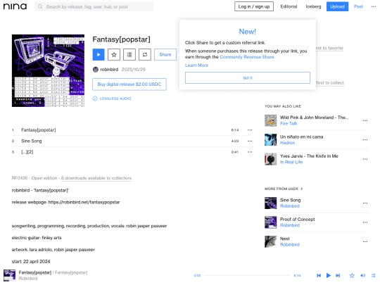 fantasypopstar/ninaprotocol screenshot