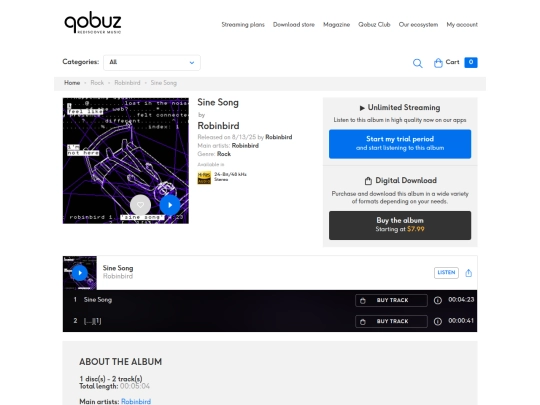 sinesong/qobuz screenshot