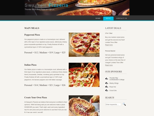 menu screenshot