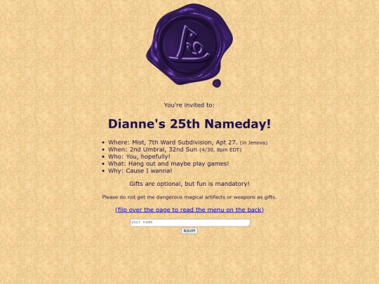 ocs/dianne/invitation screenshot