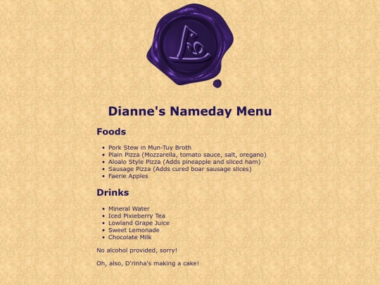 ocs/dianne/nameday screenshot
