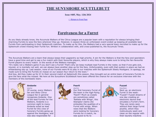 sunyshore/issue485_furrets screenshot