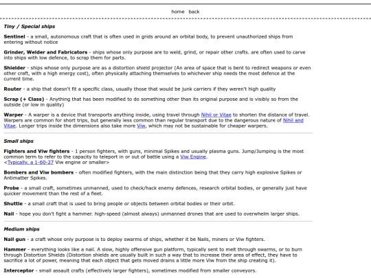 Worldbuilding/Main/Classes for Spaceships screenshot