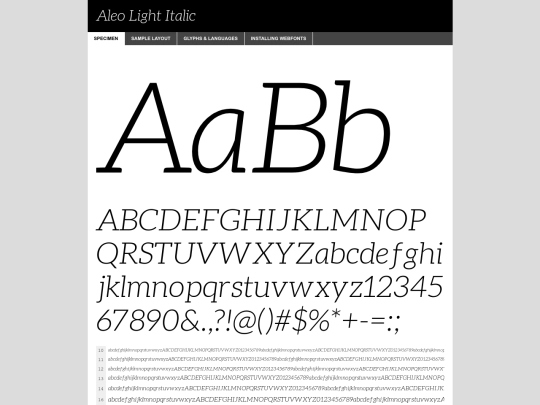 aleofamily/aleo-lightitalic-demo screenshot