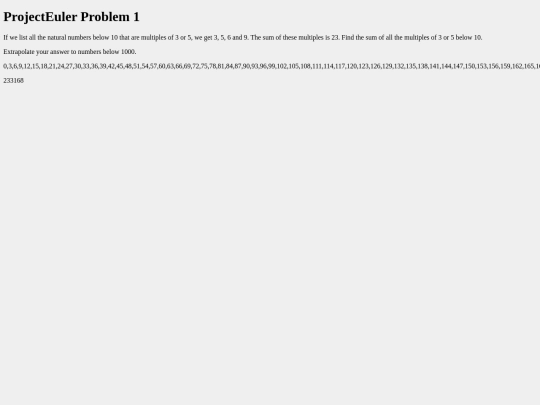 euler/problem1 screenshot