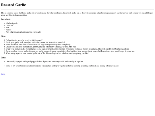 roastedgarlic screenshot