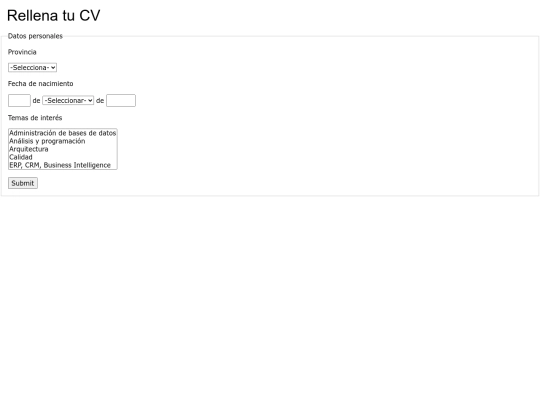 FORMULARIOS. Ejercicio 2 screenshot