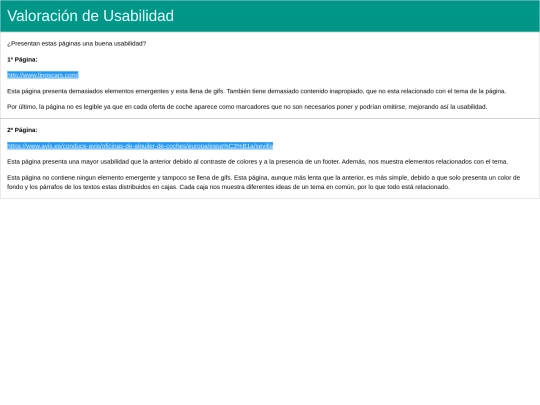 USABILIDAD. Ejercicio 2 screenshot