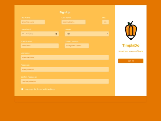 signup screenshot
