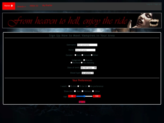 vamp_signup screenshot