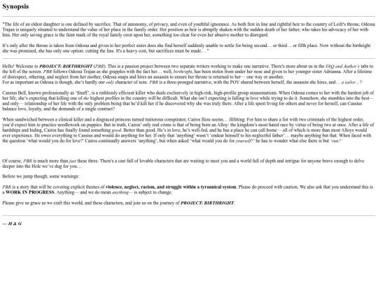 sections/synopsis screenshot