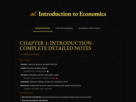 Micro Economics /1) Introduction /Summary screenshot