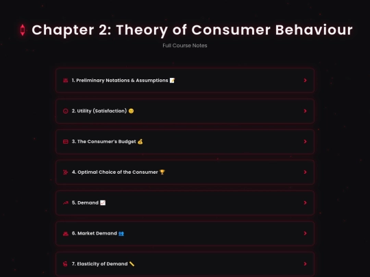 Micro Economics /2) Theory of Consumer Behaviour /Summary  screenshot