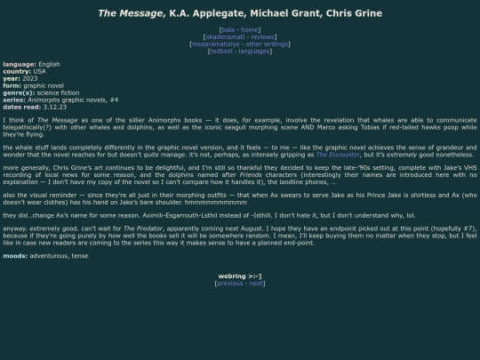 reviews/animorphs-graphix-the-message screenshot