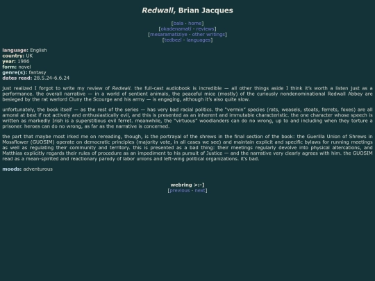 reviews/redwall screenshot